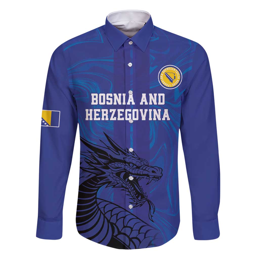 Custom Bosnia and Herzegovina Football Family Matching Short Sleeve Bodycon Dress and Hawaiian Shirt The Dragons Go Champions