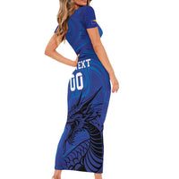 Custom Bosnia and Herzegovina Football Family Matching Short Sleeve Bodycon Dress and Hawaiian Shirt The Dragons Go Champions