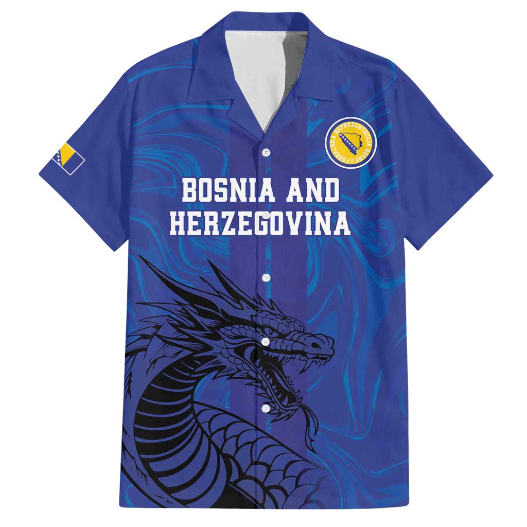 Custom Bosnia and Herzegovina Football Family Matching Summer Maxi Dress and Hawaiian Shirt The Dragons Go Champions