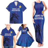 Custom Bosnia and Herzegovina Football Family Matching Tank Maxi Dress and Hawaiian Shirt The Dragons Go Champions