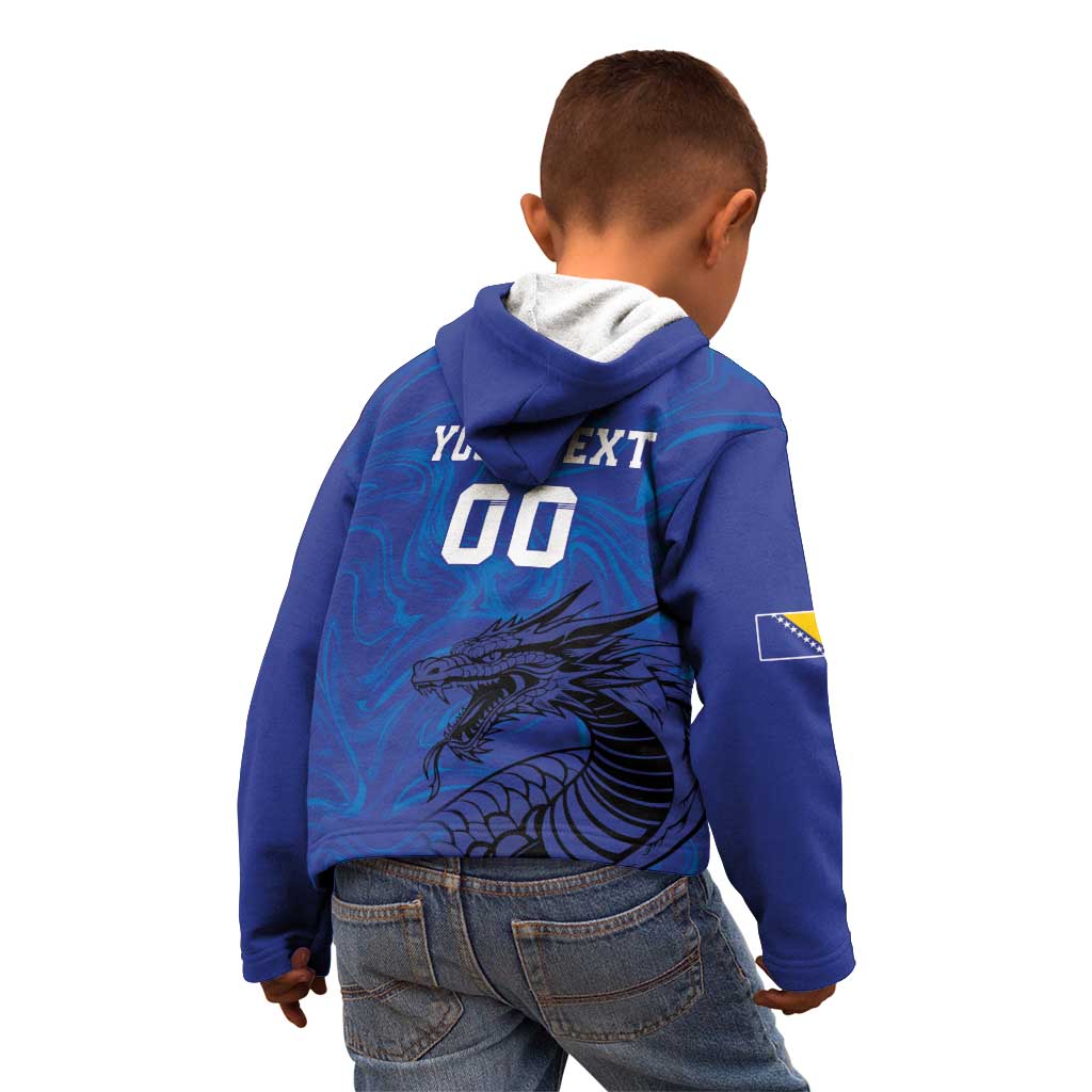 Custom Bosnia and Herzegovina Football Kid Hoodie The Dragons Go Champions