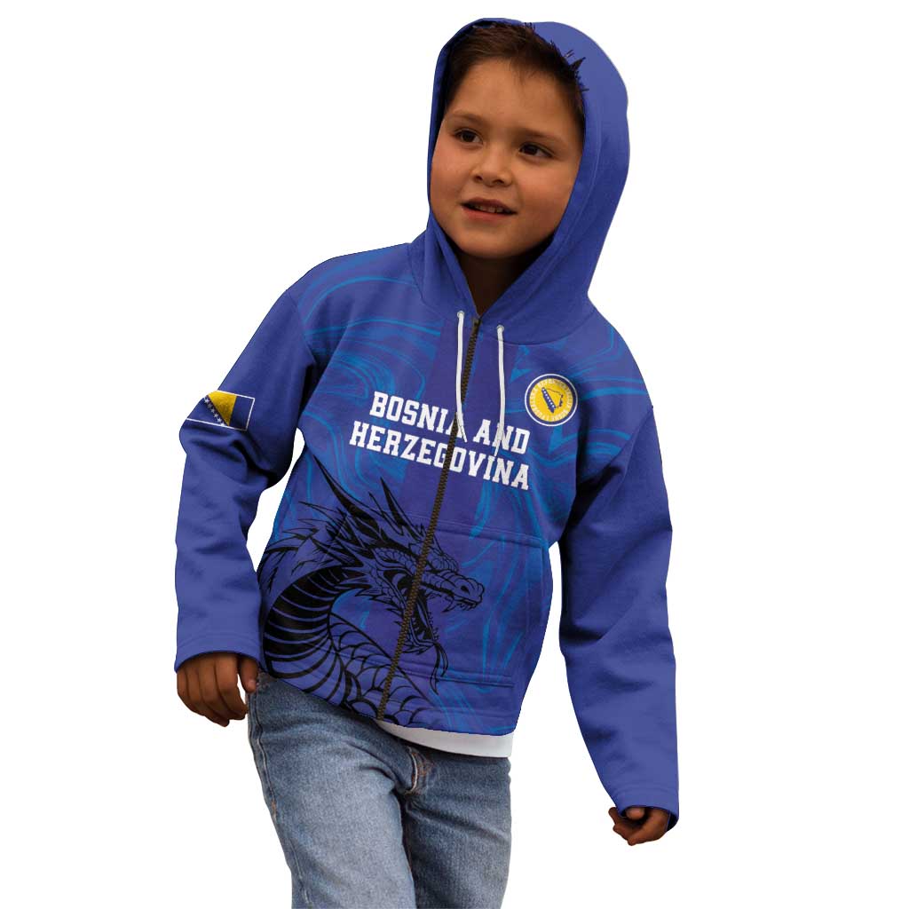 Custom Bosnia and Herzegovina Football Kid Hoodie The Dragons Go Champions