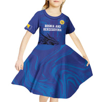 Custom Bosnia and Herzegovina Football Kid Short Sleeve Dress The Dragons Go Champions