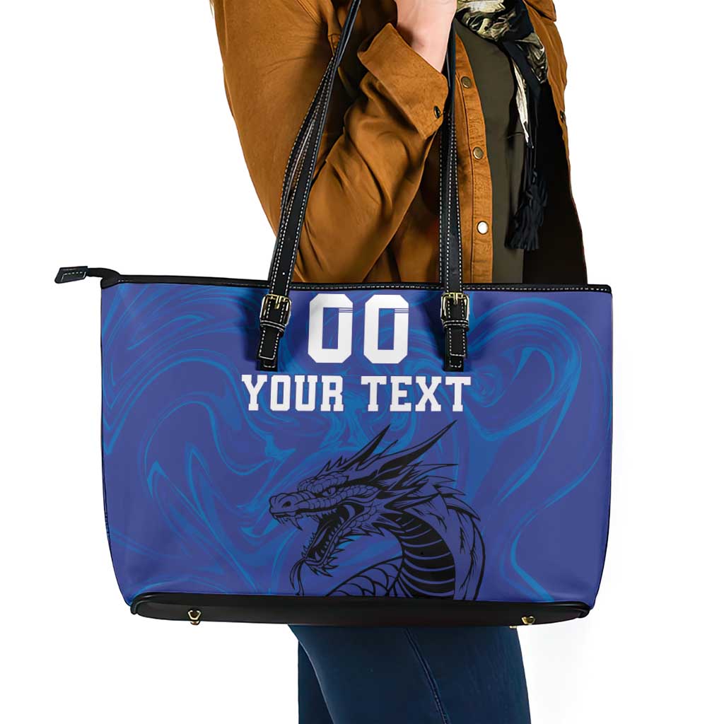 Custom Bosnia and Herzegovina Football Leather Tote Bag The Dragons Go Champions