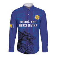 Custom Bosnia and Herzegovina Football Long Sleeve Button Shirt The Dragons Go Champions