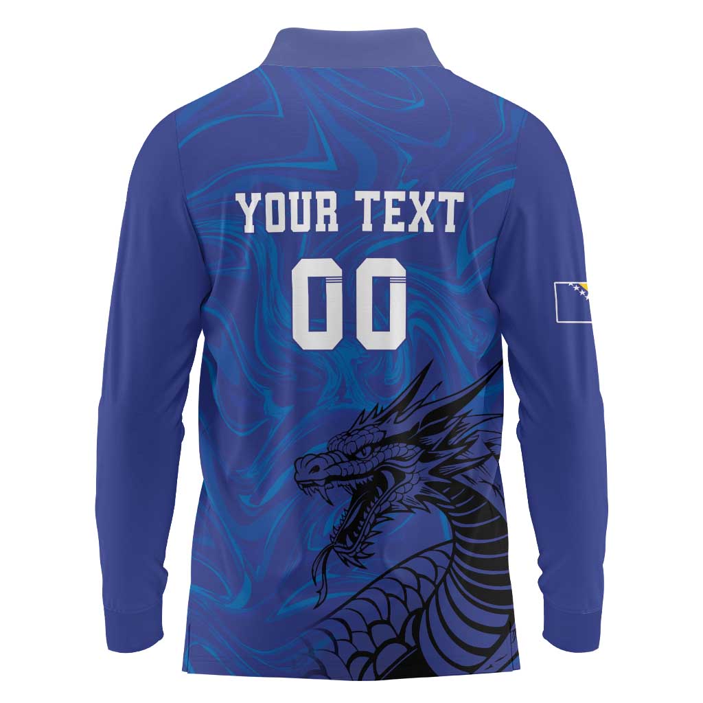 Custom Bosnia and Herzegovina Football Long Sleeve Polo Shirt The Dragons Go Champions - Wonder Print Shop
