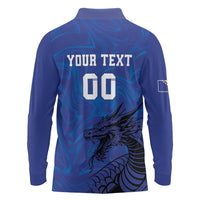 Custom Bosnia and Herzegovina Football Long Sleeve Polo Shirt The Dragons Go Champions - Wonder Print Shop