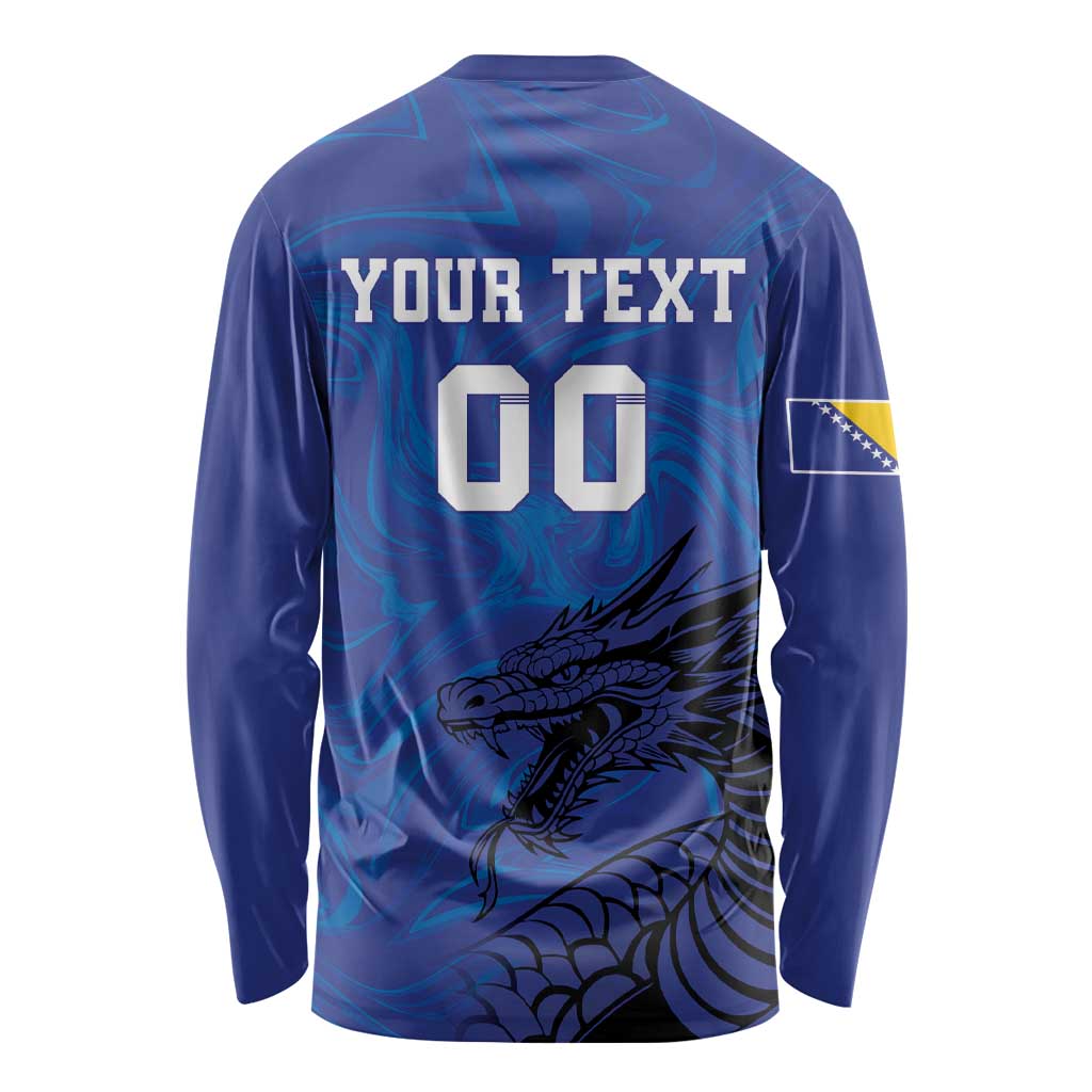 Custom Bosnia and Herzegovina Football Long Sleeve Shirt The Dragons Go Champions - Wonder Print Shop