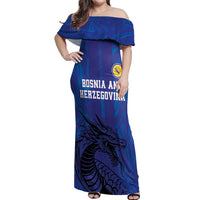 Custom Bosnia and Herzegovina Football Off Shoulder Maxi Dress The Dragons Go Champions - Wonder Print Shop