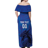 Custom Bosnia and Herzegovina Football Off Shoulder Maxi Dress The Dragons Go Champions - Wonder Print Shop