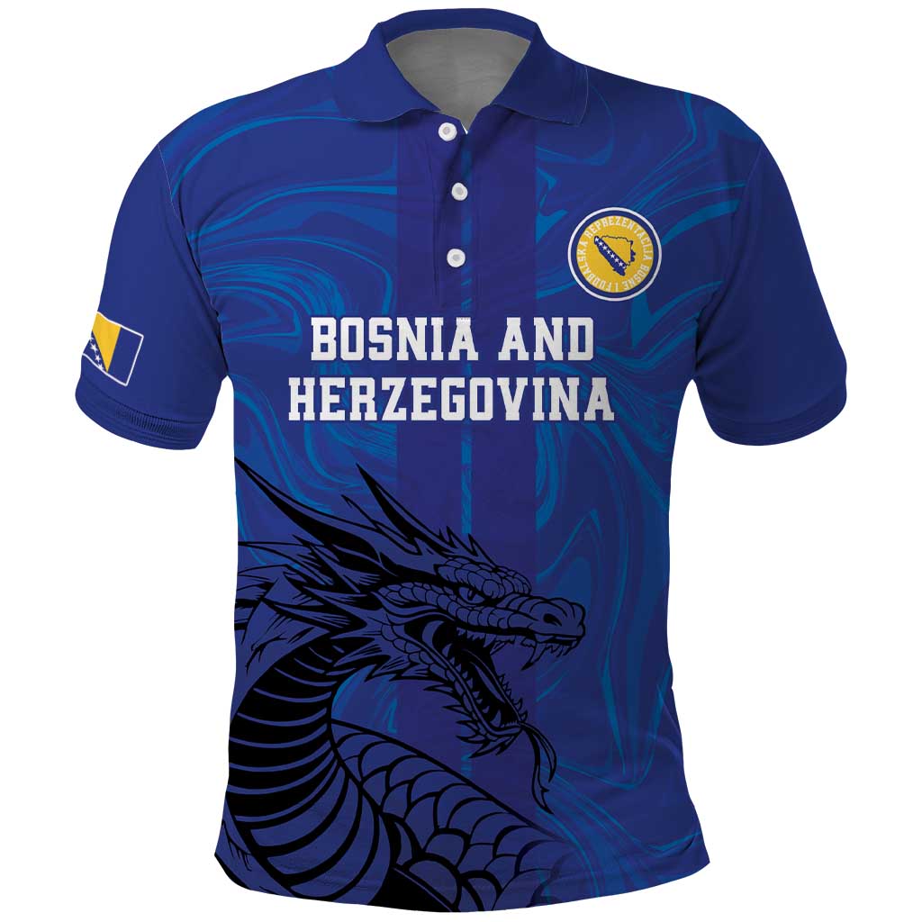 Custom Bosnia and Herzegovina Football Polo Shirt The Dragons Go Champions - Wonder Print Shop