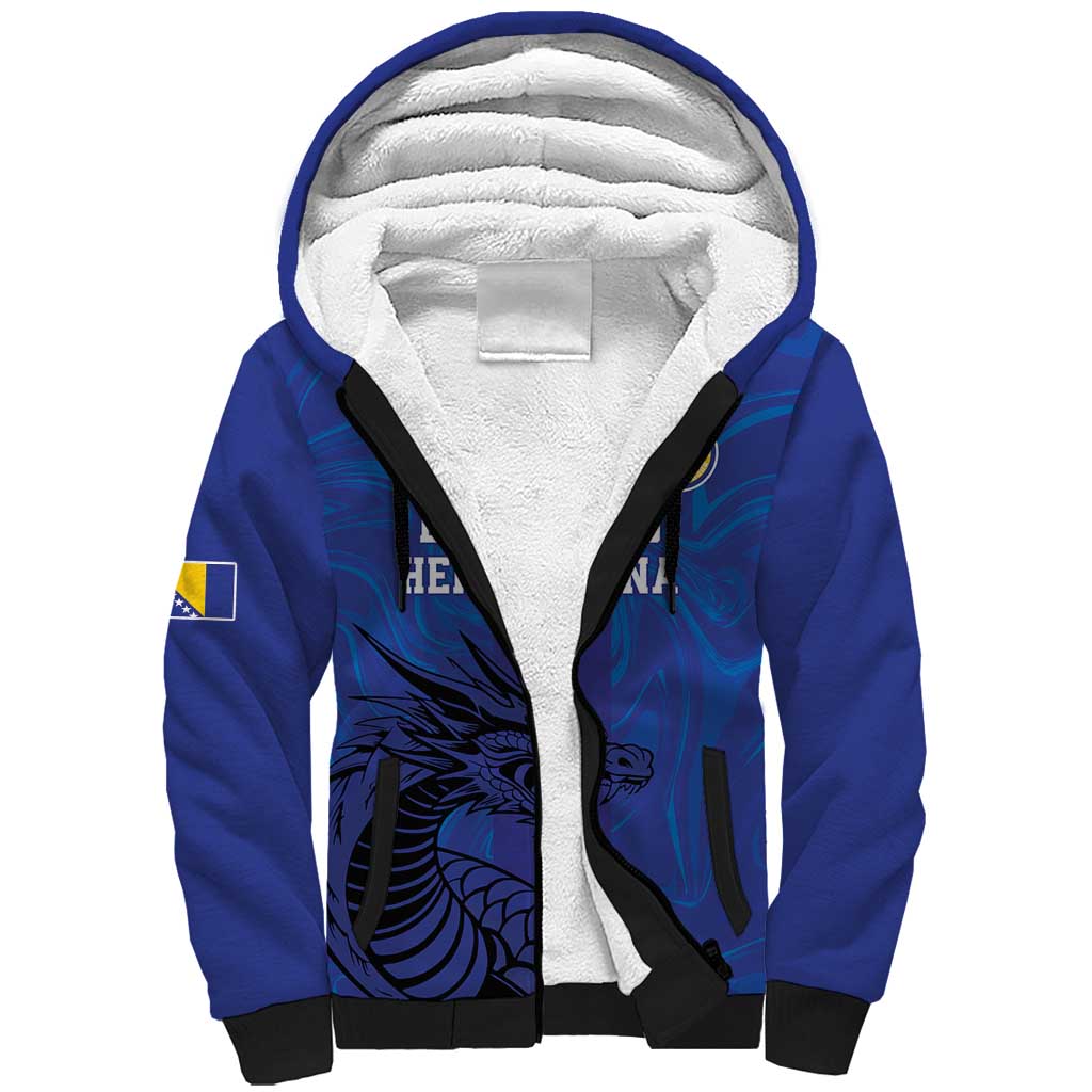 Custom Bosnia and Herzegovina Football Sherpa Hoodie The Dragons Go Champions - Wonder Print Shop