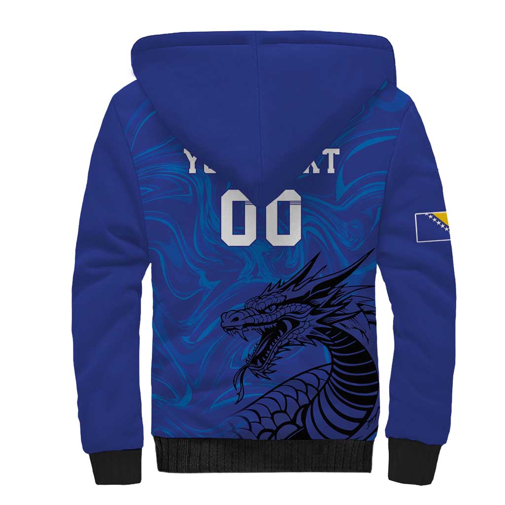 Custom Bosnia and Herzegovina Football Sherpa Hoodie The Dragons Go Champions - Wonder Print Shop