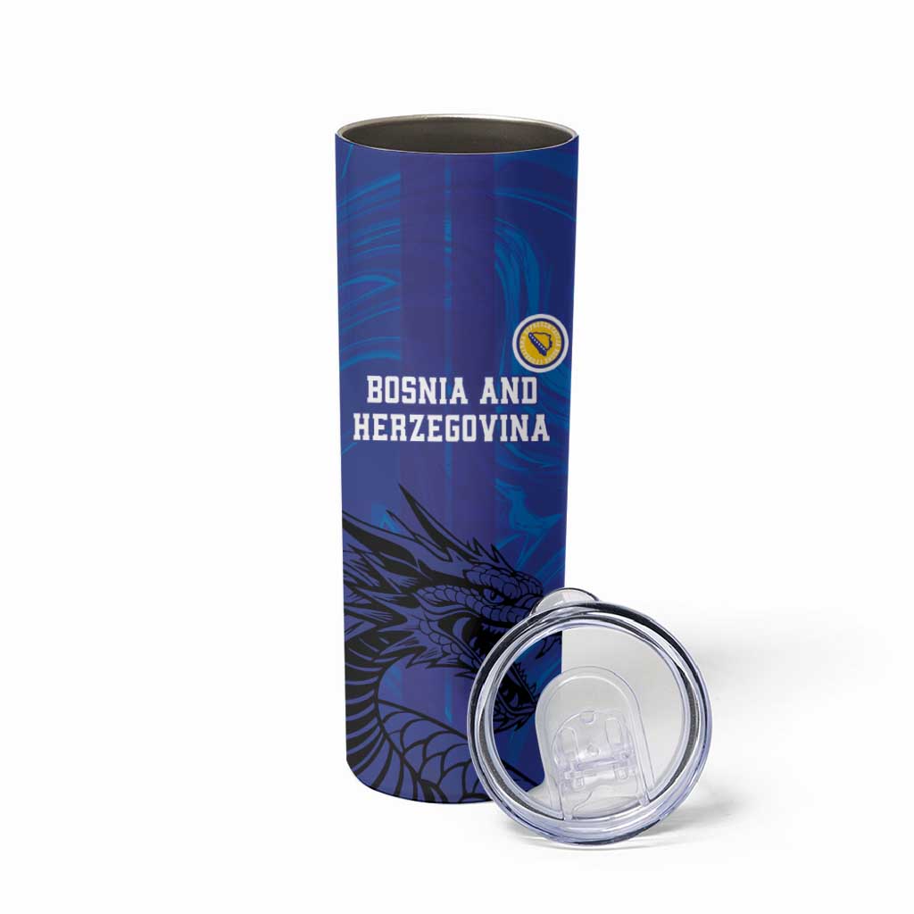 Custom Bosnia and Herzegovina Football Skinny Tumbler The Dragons Go Champions - Wonder Print Shop