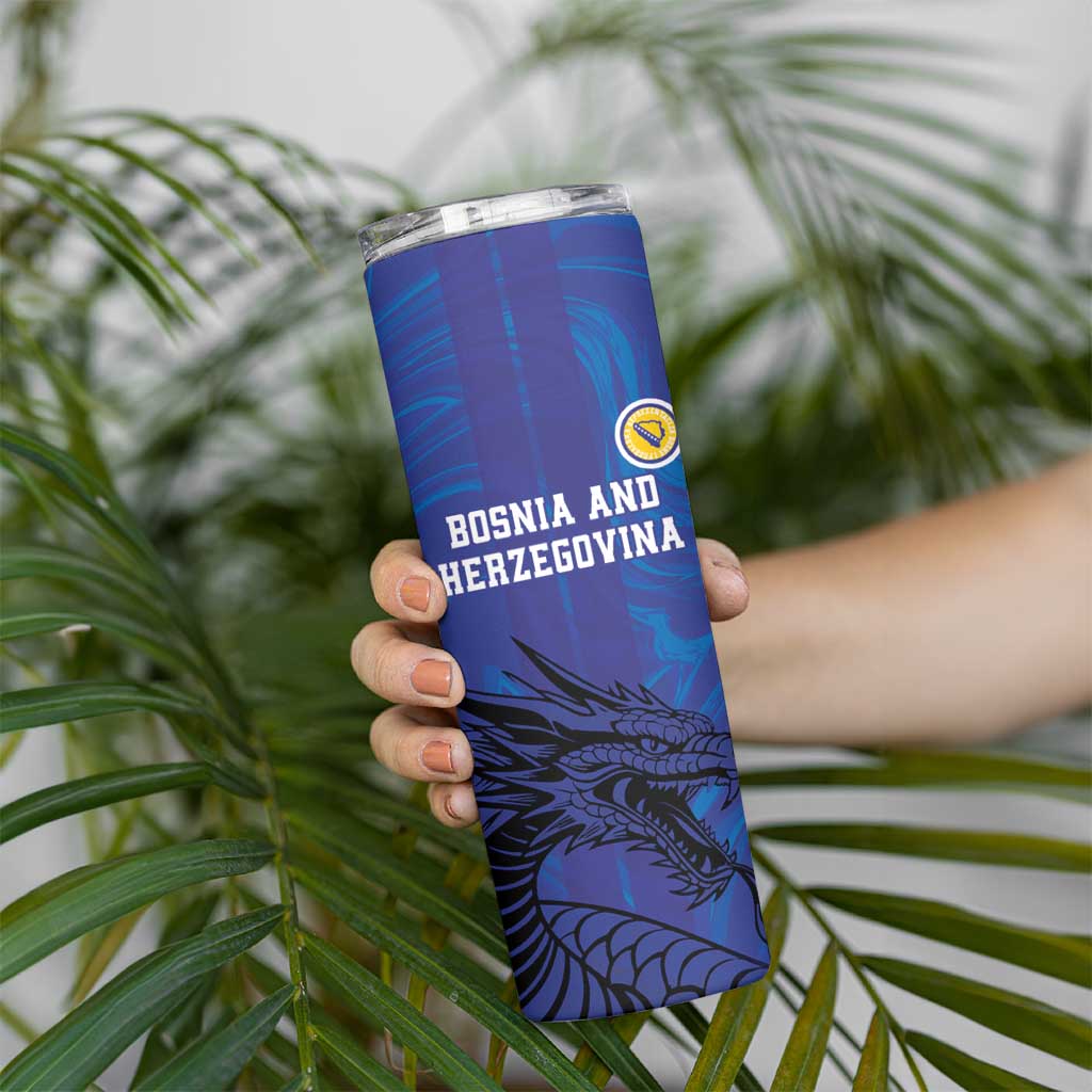Custom Bosnia and Herzegovina Football Skinny Tumbler The Dragons Go Champions - Wonder Print Shop