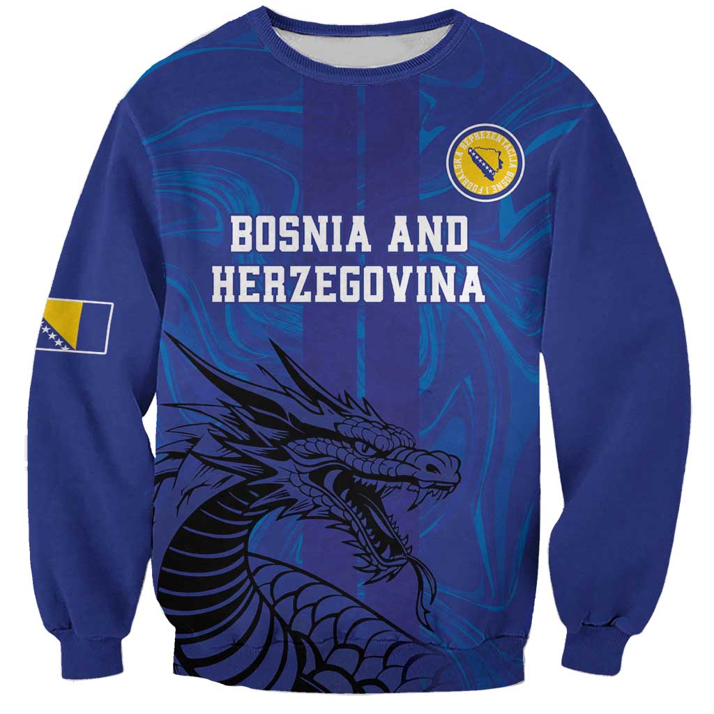 Custom Bosnia and Herzegovina Football Sweatshirt The Dragons Go Champions - Wonder Print Shop