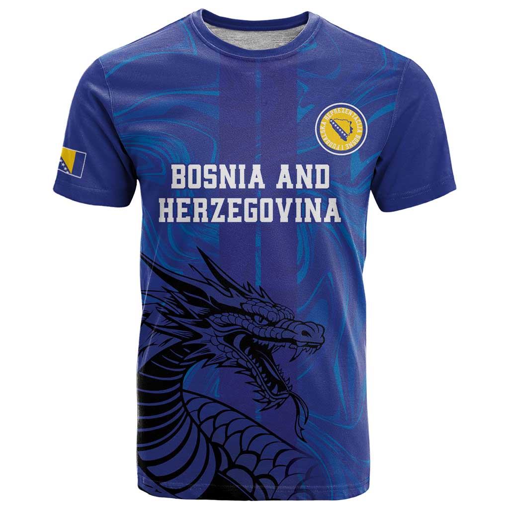 Custom Bosnia and Herzegovina Football T Shirt The Dragons Go Champions - Wonder Print Shop