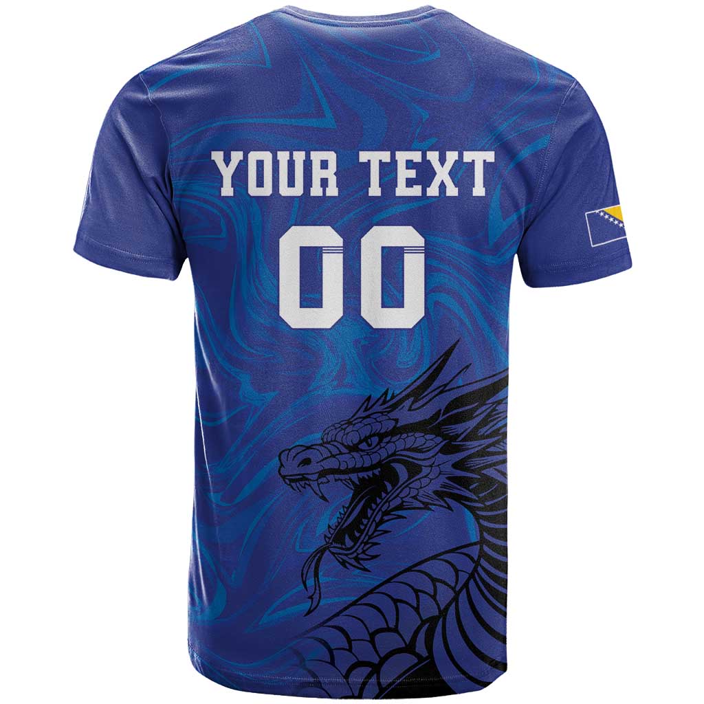 Custom Bosnia and Herzegovina Football T Shirt The Dragons Go Champions - Wonder Print Shop