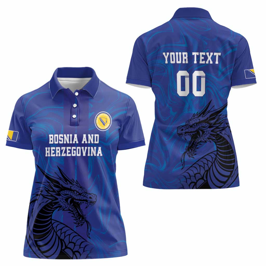 Custom Bosnia and Herzegovina Football Women Polo Shirt The Dragons Go Champions - Wonder Print Shop