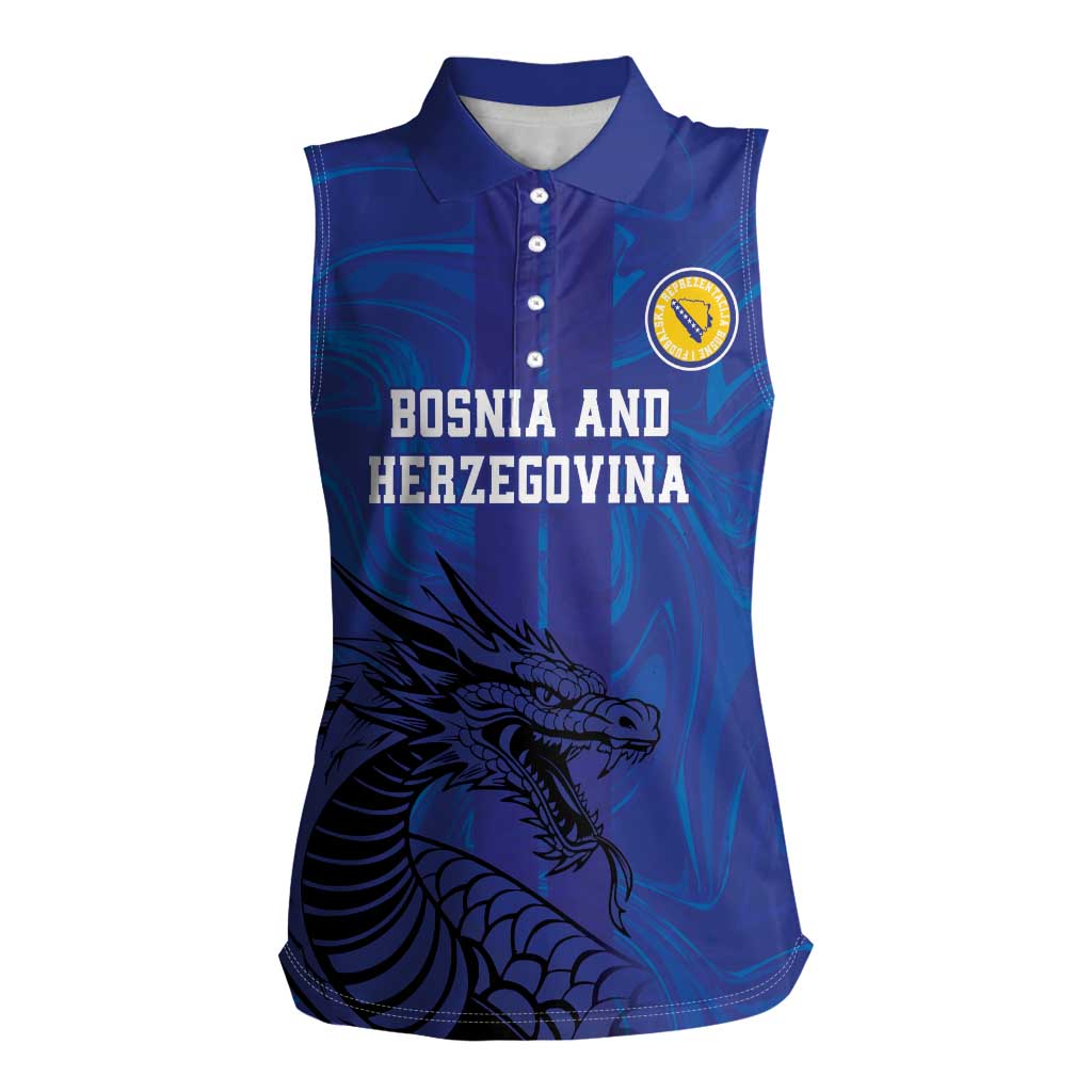 Custom Bosnia and Herzegovina Football Women Sleeveless Polo Shirt The Dragons Go Champions - Wonder Print Shop