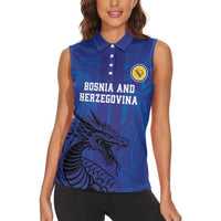 Custom Bosnia and Herzegovina Football Women Sleeveless Polo Shirt The Dragons Go Champions - Wonder Print Shop