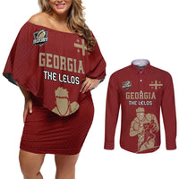 Custom Georgia Rugby Couples Matching Off Shoulder Short Dress and Long Sleeve Button Shirt The Lelos Go Champions