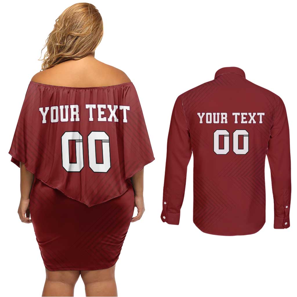 Custom Georgia Rugby Couples Matching Off Shoulder Short Dress and Long Sleeve Button Shirt The Lelos Go Champions