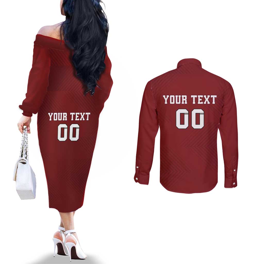 Custom Georgia Rugby Couples Matching Off The Shoulder Long Sleeve Dress and Long Sleeve Button Shirt The Lelos Go Champions