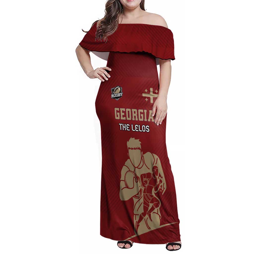 Custom Georgia Rugby Family Matching Off Shoulder Maxi Dress and Hawaiian Shirt The Lelos Go Champions