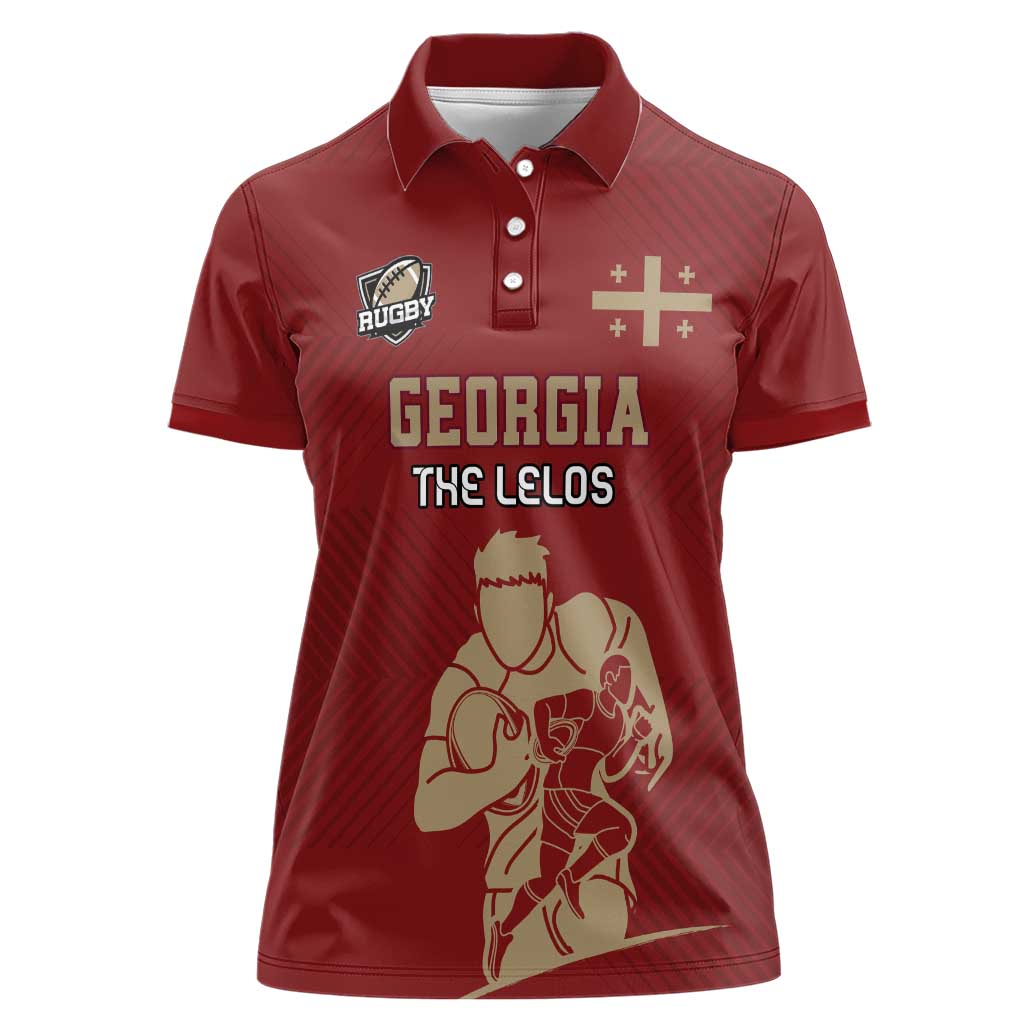 Custom Georgia Rugby Women Polo Shirt The Lelos Go Champions - Wonder Print Shop