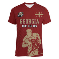 Custom Georgia Rugby Women V-Neck T-Shirt The Lelos Go Champions - Wonder Print Shop