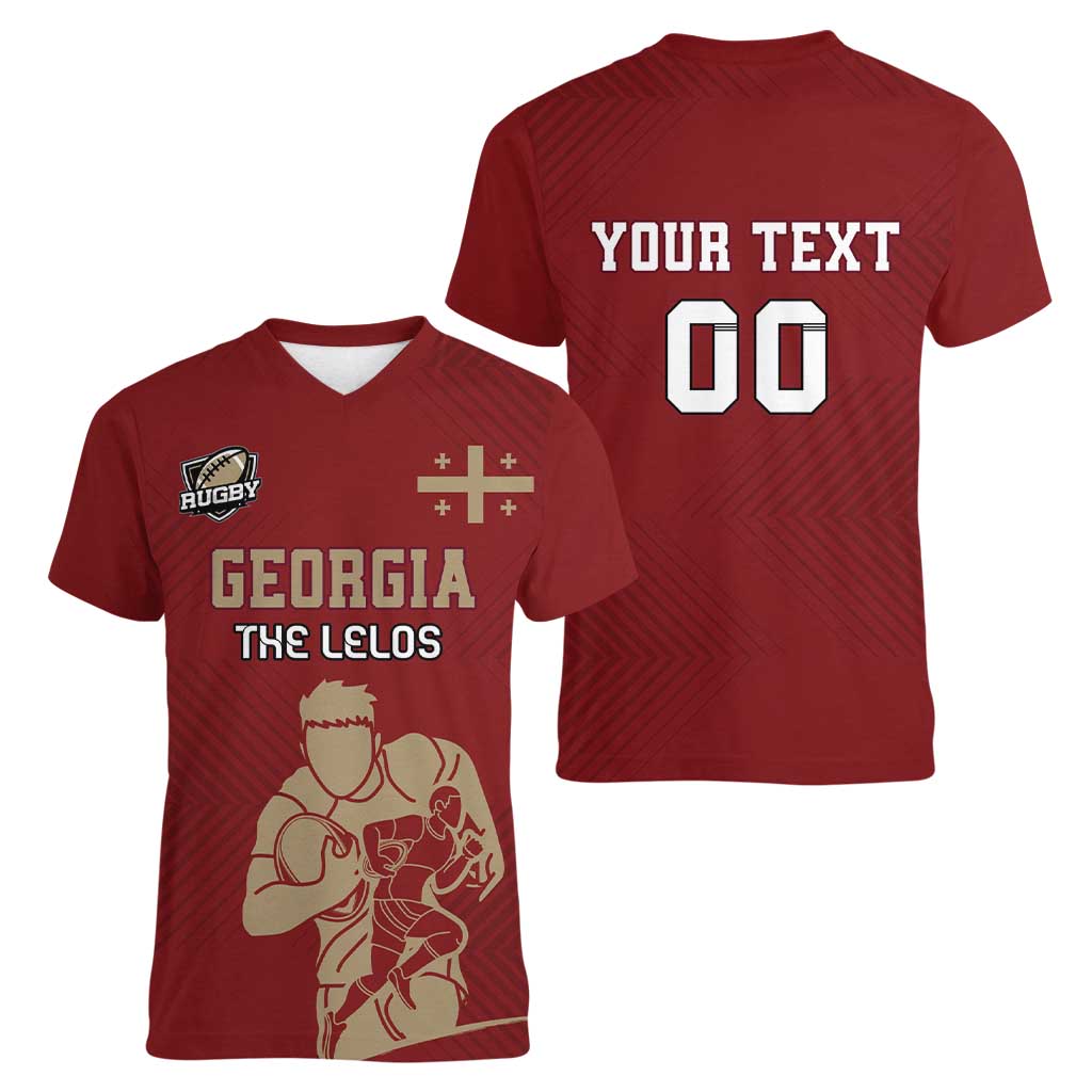 Custom Georgia Rugby Women V-Neck T-Shirt The Lelos Go Champions - Wonder Print Shop