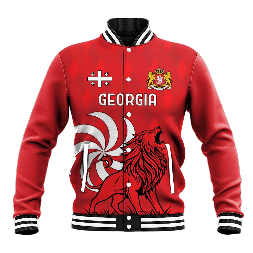 Personalized Georgia Baseball Jacket Lion Borjgali