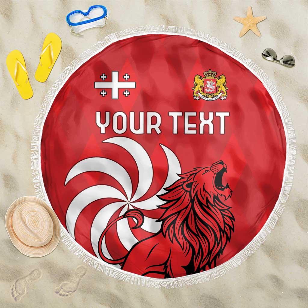 Personalized Georgia Beach Blanket Lion Borjgali