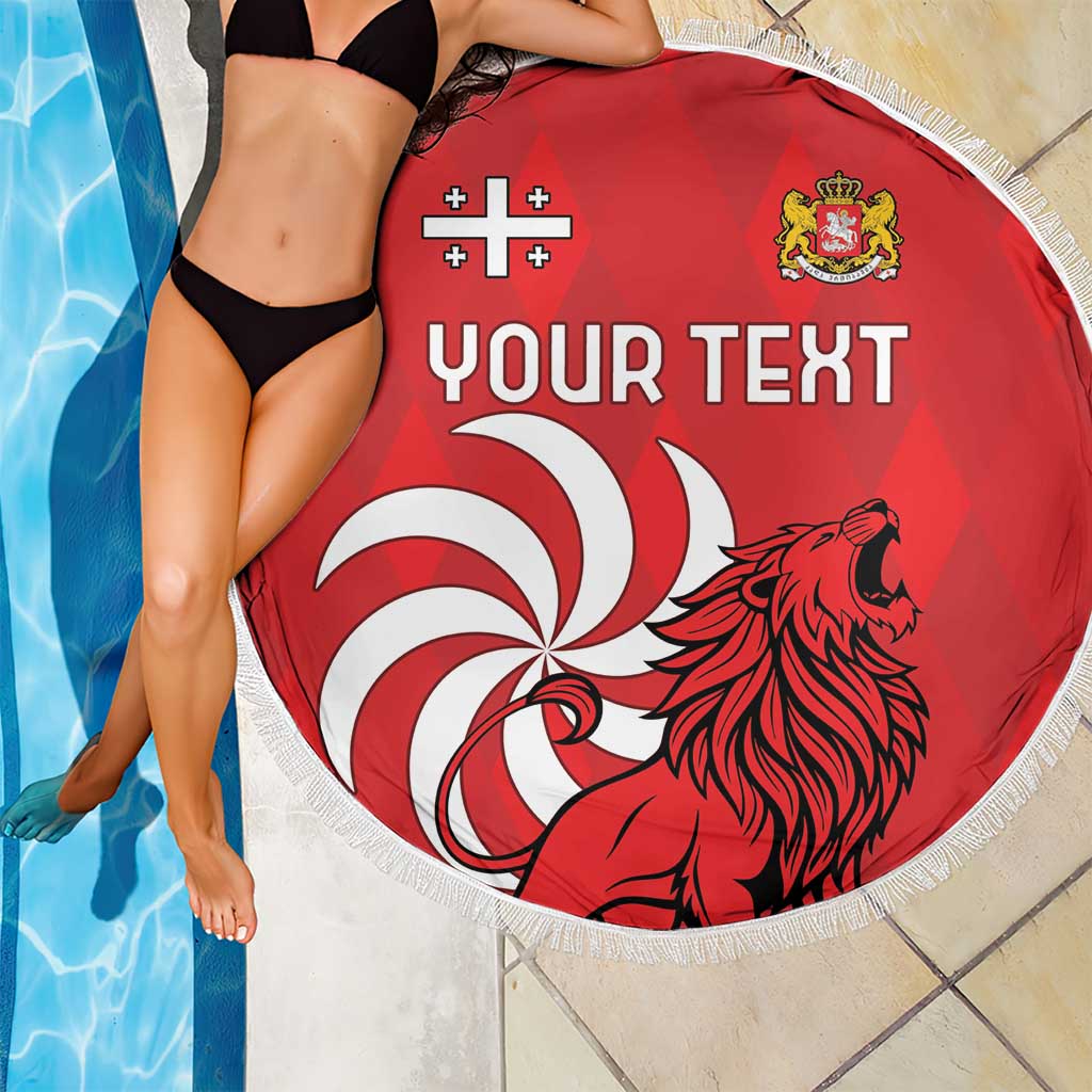 Personalized Georgia Beach Blanket Lion Borjgali