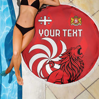 Personalized Georgia Beach Blanket Lion Borjgali