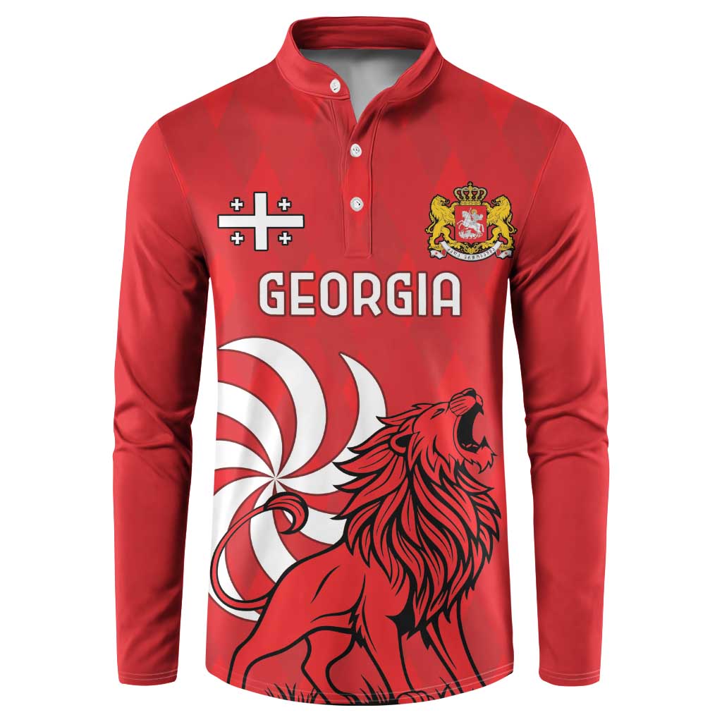 Personalized Georgia Button Sweatshirt Lion Borjgali