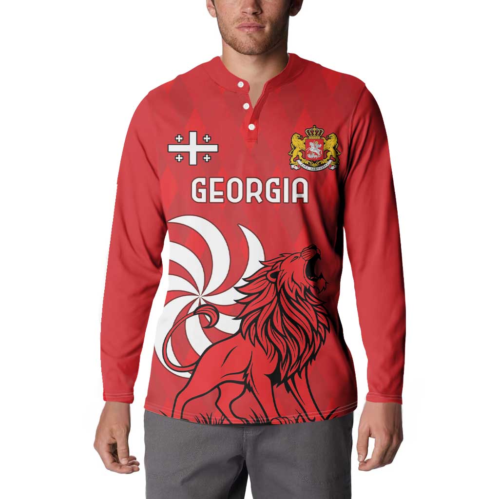 Personalized Georgia Button Sweatshirt Lion Borjgali