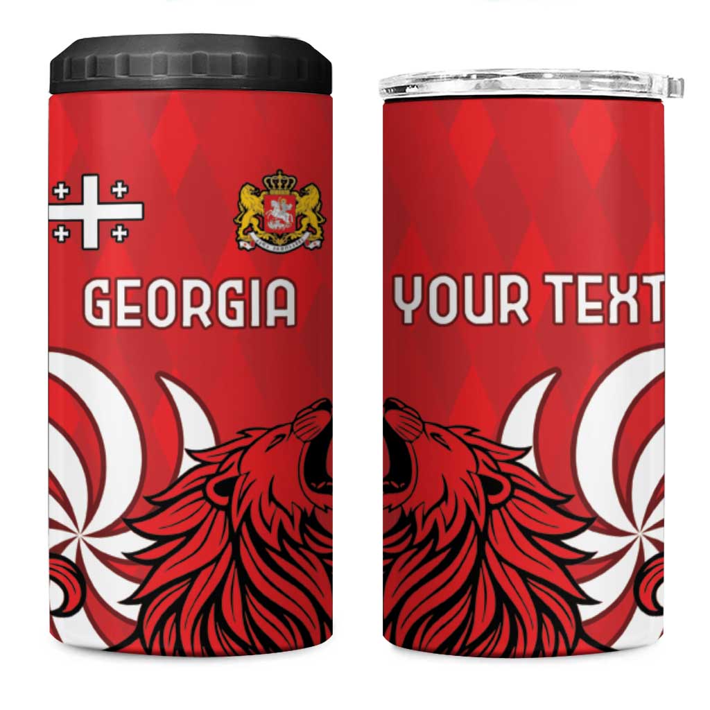 Personalized Georgia 4 in 1 Can Cooler Tumbler Lion Borjgali