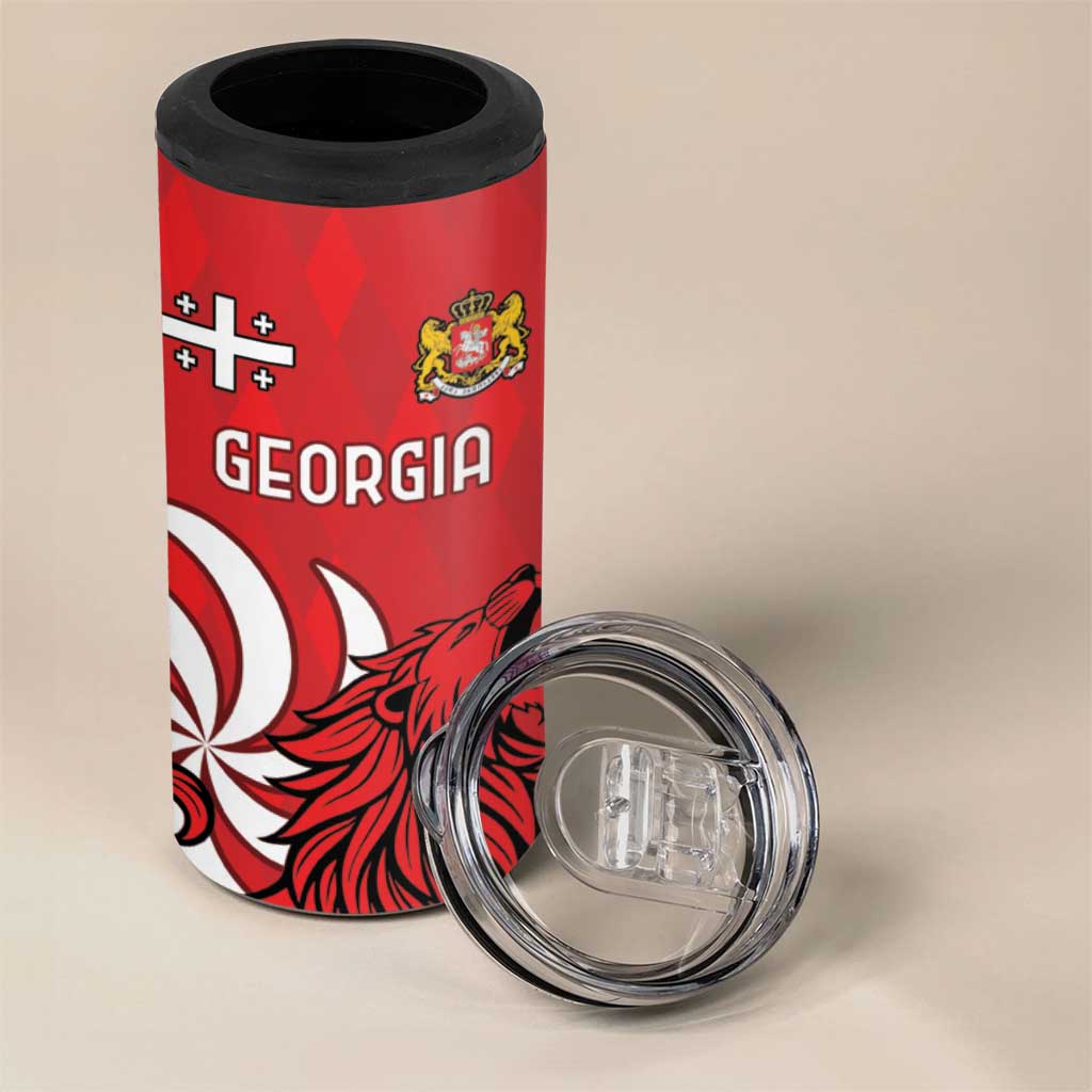 Personalized Georgia 4 in 1 Can Cooler Tumbler Lion Borjgali