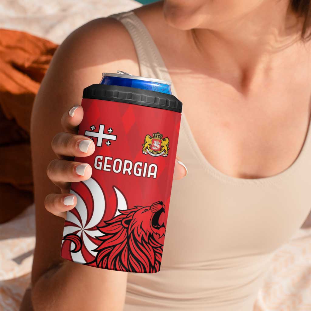 Personalized Georgia 4 in 1 Can Cooler Tumbler Lion Borjgali