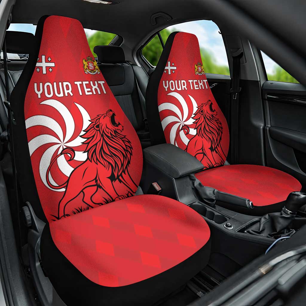 Personalized Georgia Car Seat Cover Lion Borjgali