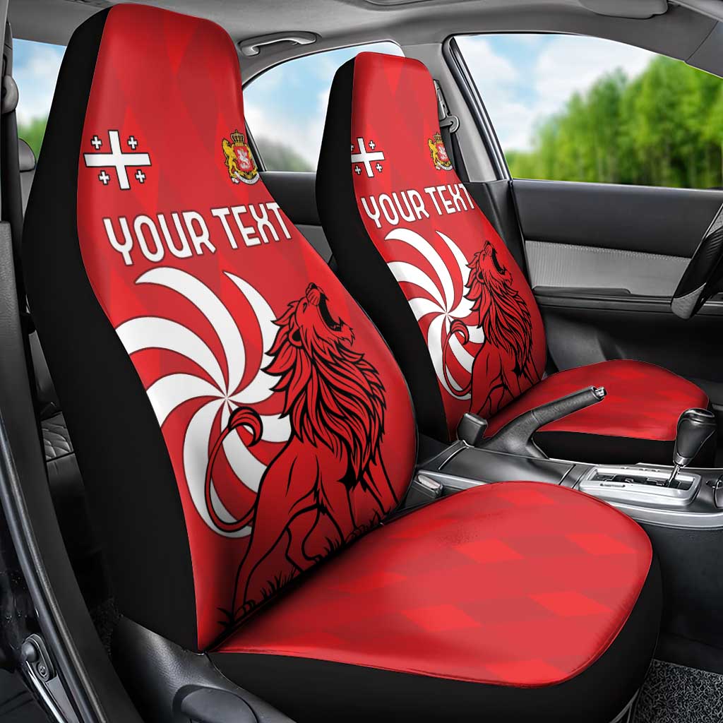 Personalized Georgia Car Seat Cover Lion Borjgali
