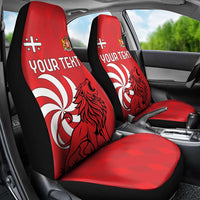 Personalized Georgia Car Seat Cover Lion Borjgali