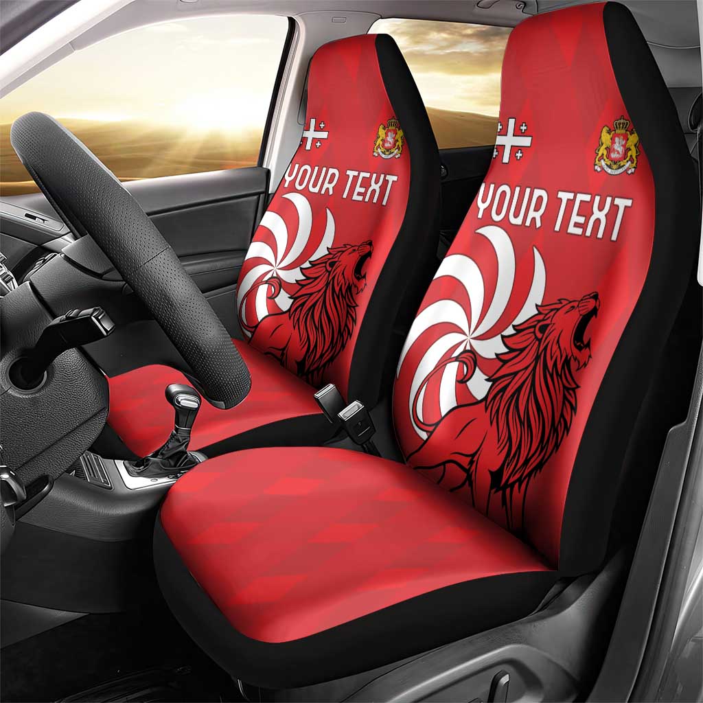 Personalized Georgia Car Seat Cover Lion Borjgali