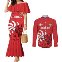 Personalized Georgia Couples Matching Mermaid Dress and Long Sleeve Button Shirt Lion Borjgali