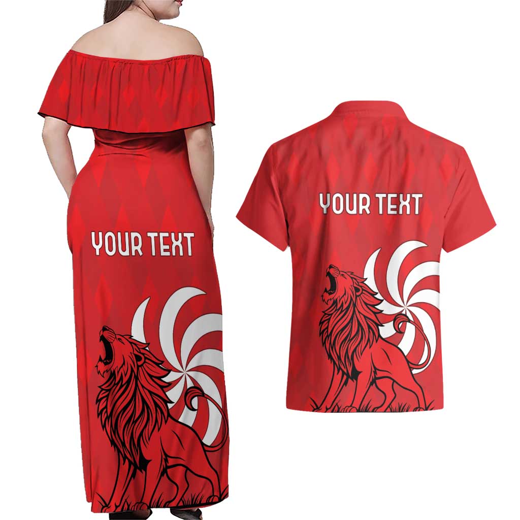 Personalized Georgia Couples Matching Off Shoulder Maxi Dress and Hawaiian Shirt Lion Borjgali