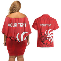 Personalized Georgia Couples Matching Off Shoulder Short Dress and Hawaiian Shirt Lion Borjgali