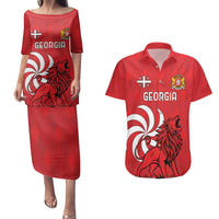 Personalized Georgia Couples Matching Puletasi and Hawaiian Shirt Lion Borjgali