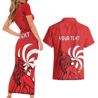 Personalized Georgia Couples Matching Short Sleeve Bodycon Dress and Hawaiian Shirt Lion Borjgali